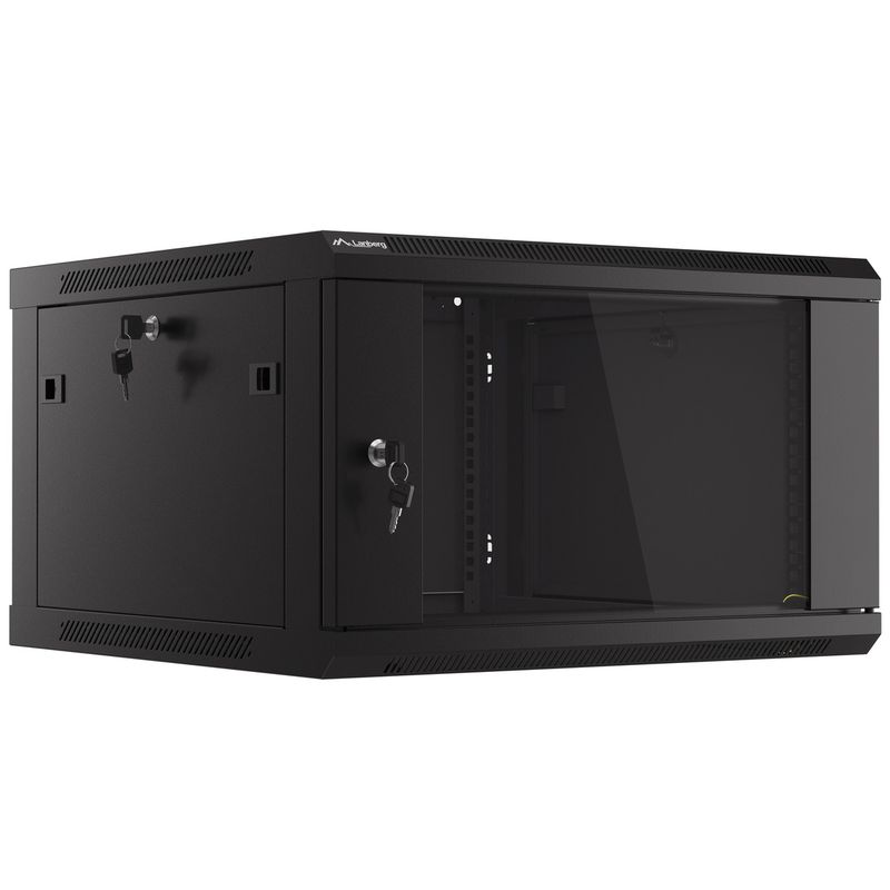 Armario Rack mural 19" 6U F600 600x600x379mm pared desmontado DIY negro Lanberg - WK36400 - 01