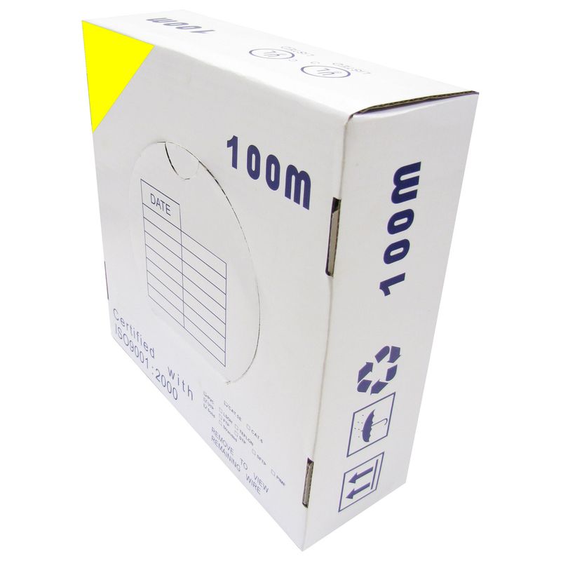 Bobina de cable de red ethernet Cat. 6 UTP CCA de 100 m rígido de color amarillo - LQ03300 - 01