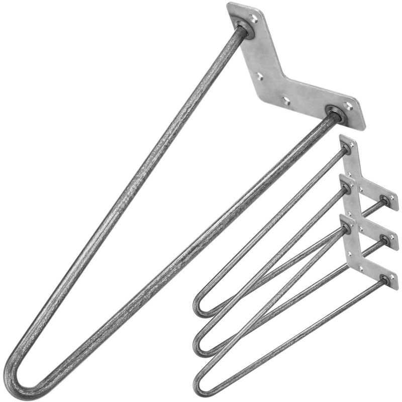 Pies para mesa y mueble estilo vintage Patas en acero 2 varillas 41 cm 4-pack - IN04300 - 01