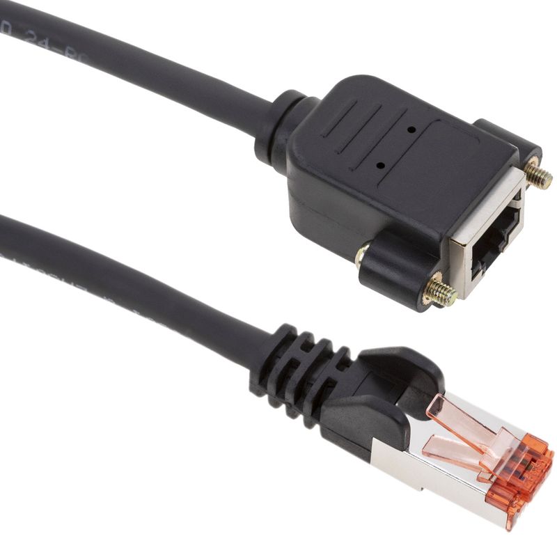 Cable extensor S/FTP Cat. 6 LSZH para fijación a panel macho a hembra negro de 1 m - RJ08700 - 01