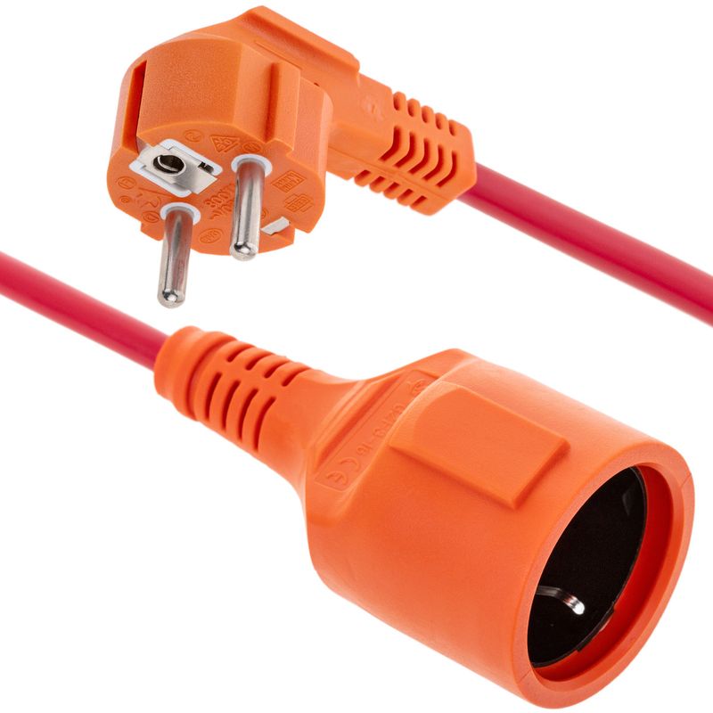 Prolongador de cable eléctrico schuko macho a hembra de 3 m rojo - CG01200 - 01