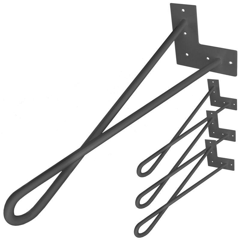 Pies para mesa y mueble Patas en acero 2 varillas 41 cm negro 4-pack modelo bucle - IN06300 - 01