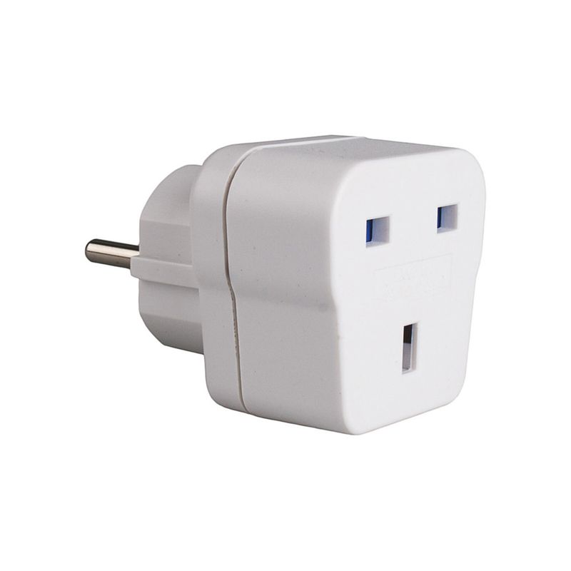 Adaptador de viaje 2P+T schuko a inglés 13A 250V color blanco Solera AV1 - SL64100 - 01