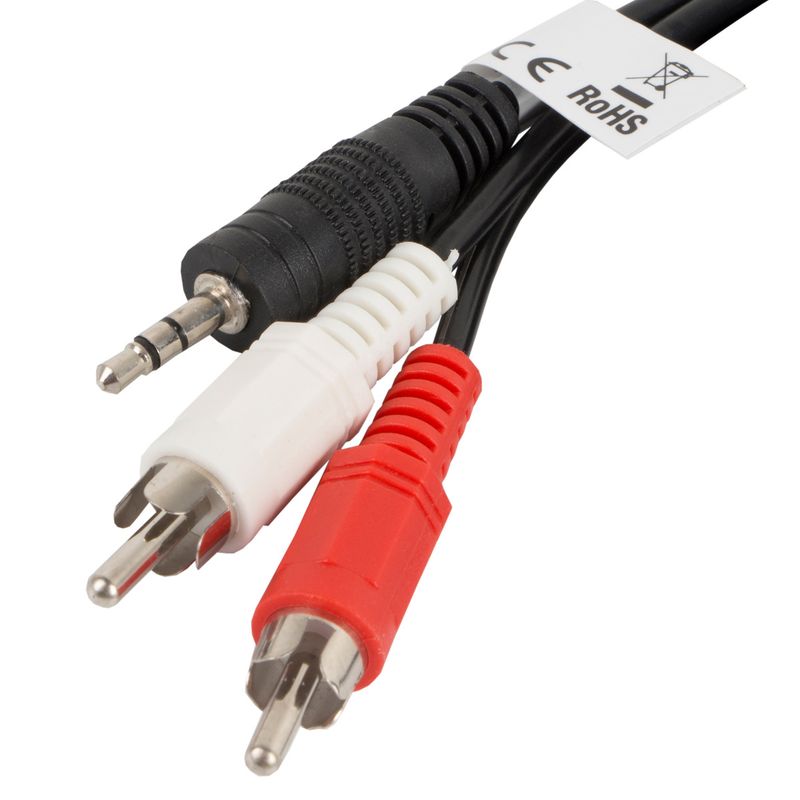 Cable estéreo de 2 m de Lanberg con un conector macho Jack 3.5 mm a dos conectores macho RCA - VC10200 - 01