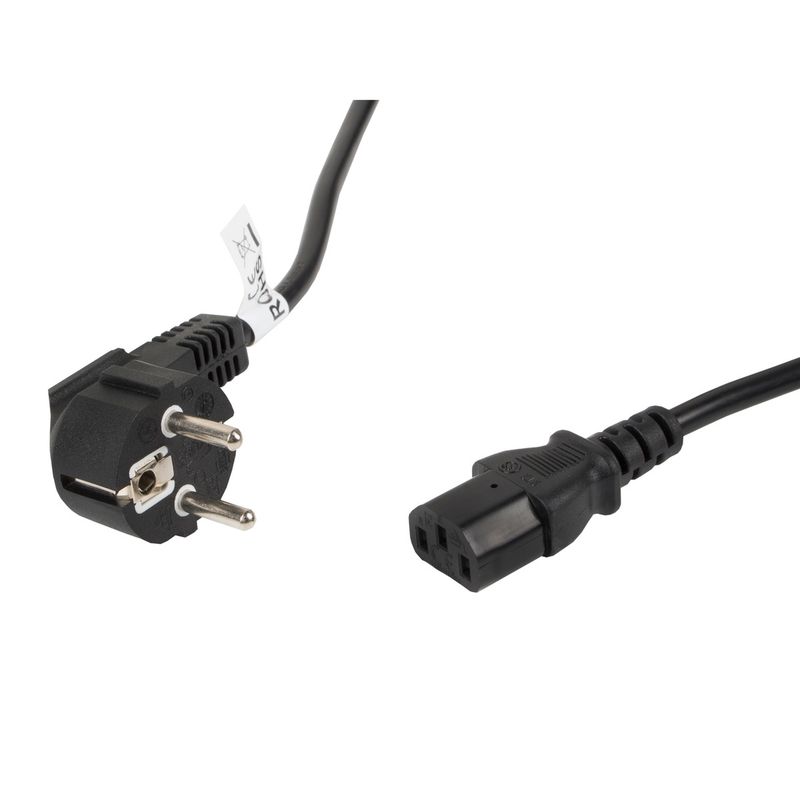 Cable de alimentación de Lanberg CA-C13C-11CC-0050-BK Schuko CEE 7/7 hembra a IEC320 C13 5 m - CA31100 - 01