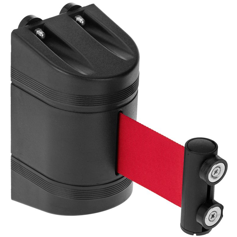 Fijación de pared imantada de plástico negro con 2m de cinta retráctil roja - BB02900 - 01