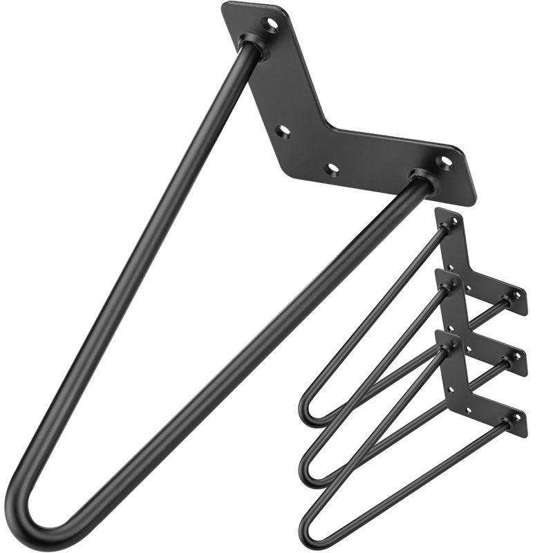 Pies para mesa y mueble Patas en acero 2 varillas 41 cm negro 4-pack - IN05300 - 01
