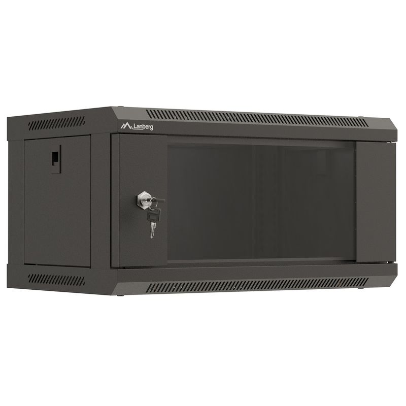 Armario rack mural 19'' 4U 540x350x281mm negro pared desmontado DIY Lanberg - WN11000 - 01