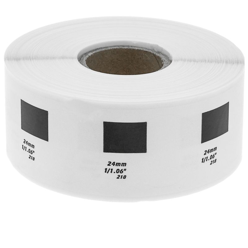 Rollo bobina de 1000 etiquetas adhesivas compatibles con Brother DK-11218 24mm rendonda - KT06300 - 01