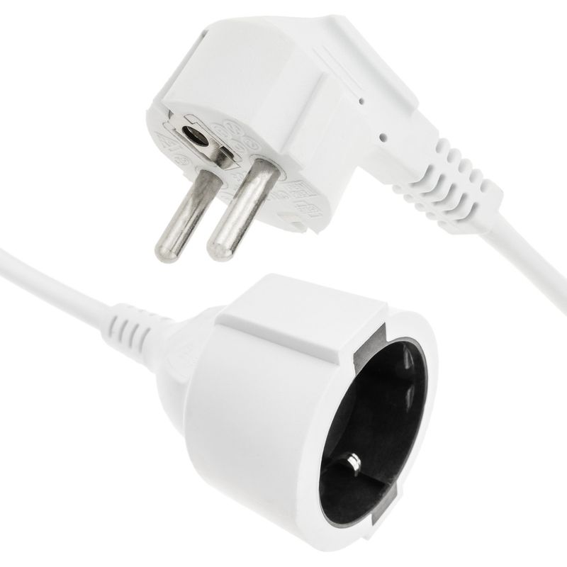 Prolongador de cable eléctrico schuko macho a hembra de 2 m blanco - CH00100 - 01