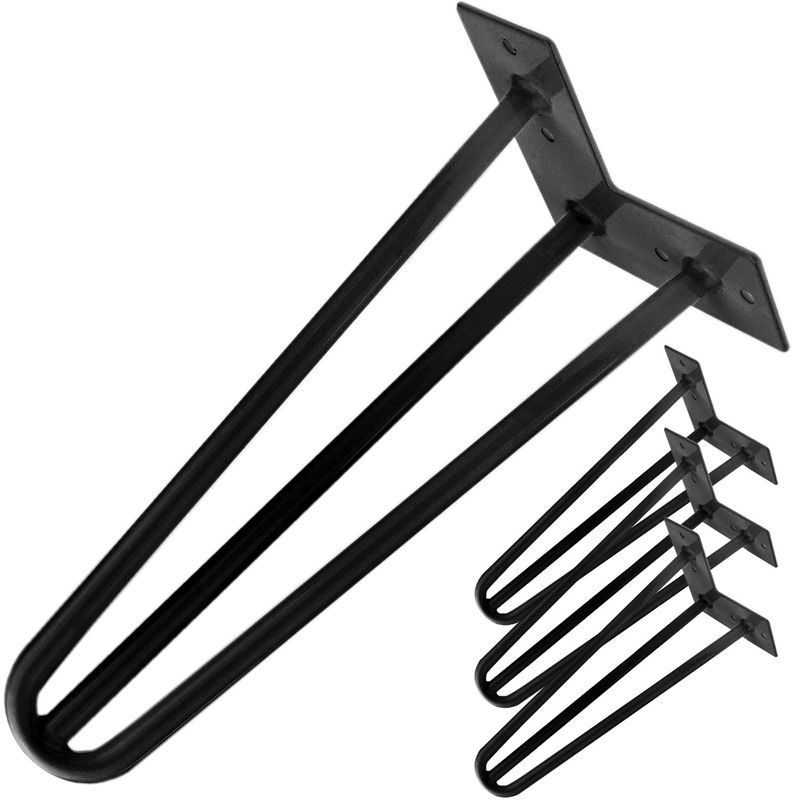 Pies para mesa y mueble Patas en acero 3 varillas 41 cm negro 4-pack - IN05800 - 01