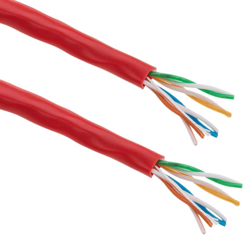 Bobina de cable de red ethernet Cat. 5e UTP CCA de 100 m rígido de color rojo - LQ00100 - 01