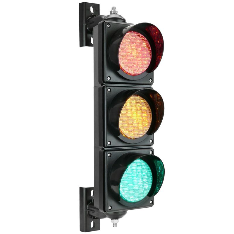 Semáforo para interior y exterior IP65 negro de 3 x 100mm de 12-24V con luces LED verde ámbar y roja - SM01200 - 01