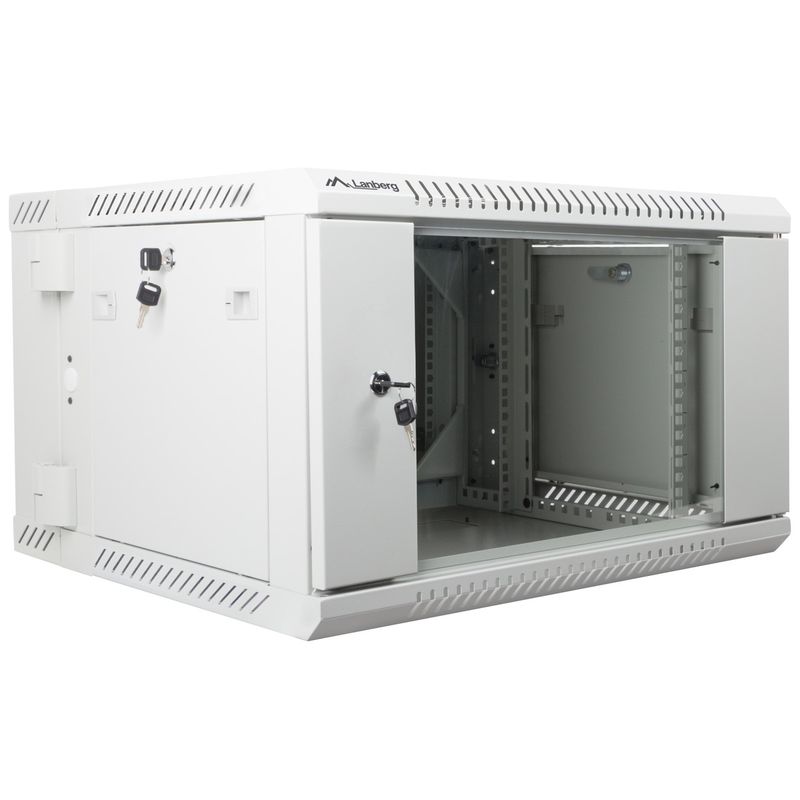 Armario Rack mural 19" 6U F600 600x600x374mm pared desmontado DIY blanco Lanberg - WK34300 - 01