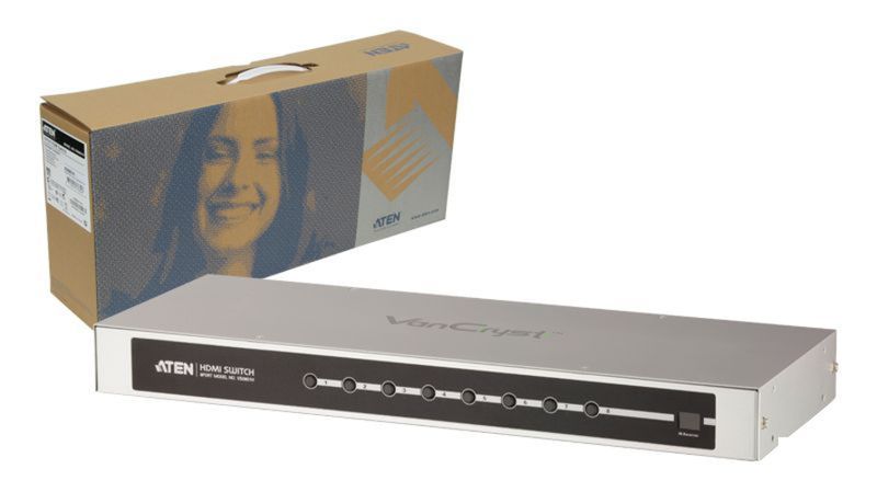 Conmutador HDMI 8 puertos 1080p RS-232 con montaje para rack 19" e IR - VS0801H - 01