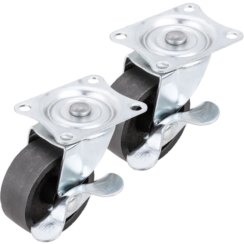 Ruedas pivotantes industriales de metal con freno 50 mm 2 unidades - QR00900 - 01