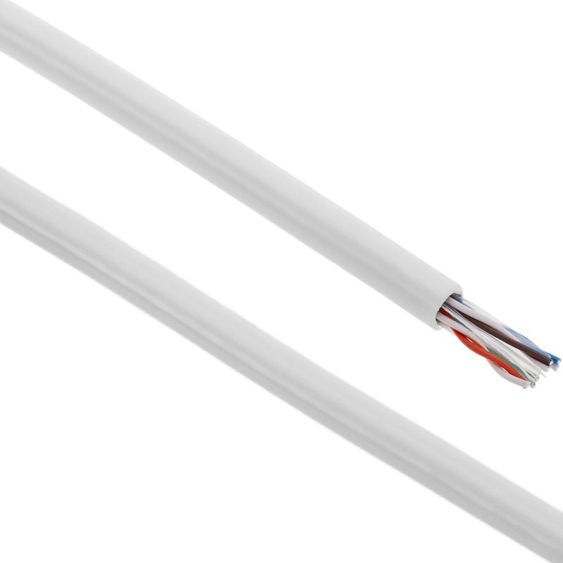 Bobina de cable de red ethernet Cat. 6 UTP de 305 m CCA rígido de color blanco para exterior - LM09600 - 01