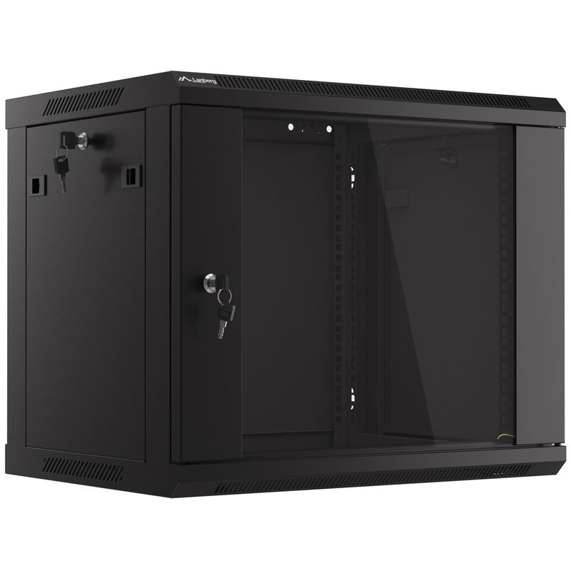 Armario Rack mural 19" 9U F450 600x450x512mm pared desmontado DIY negro Lanberg - WK31900 - 01
