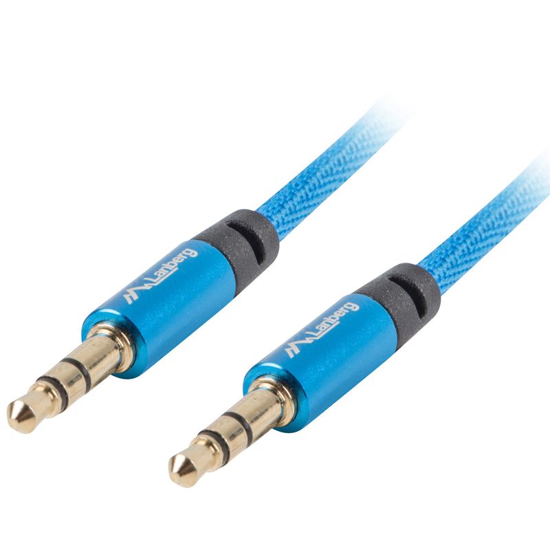 Cable Lanberg CA-MJMJ-10CU-0020-BL minijack 3.5mm macho 3 pines a minijack 3.5mm de 3 pines macho 2m premium azul - TW20200 - 01