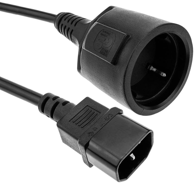 Cable de alimentación eléctrico IEC-60320 C14 a schuko hembra de 1m - FA09000 - 01