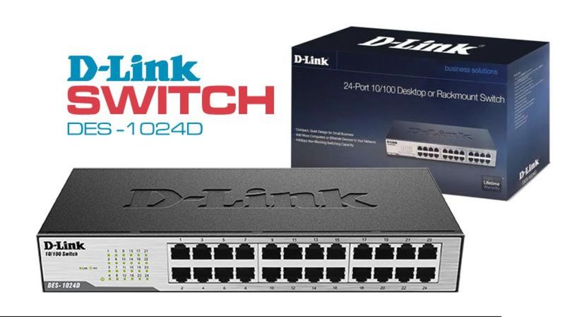 Switch D-Link 24 puertos 10/100 Mbps para oficina/rack 19" - DES-1024D - 01