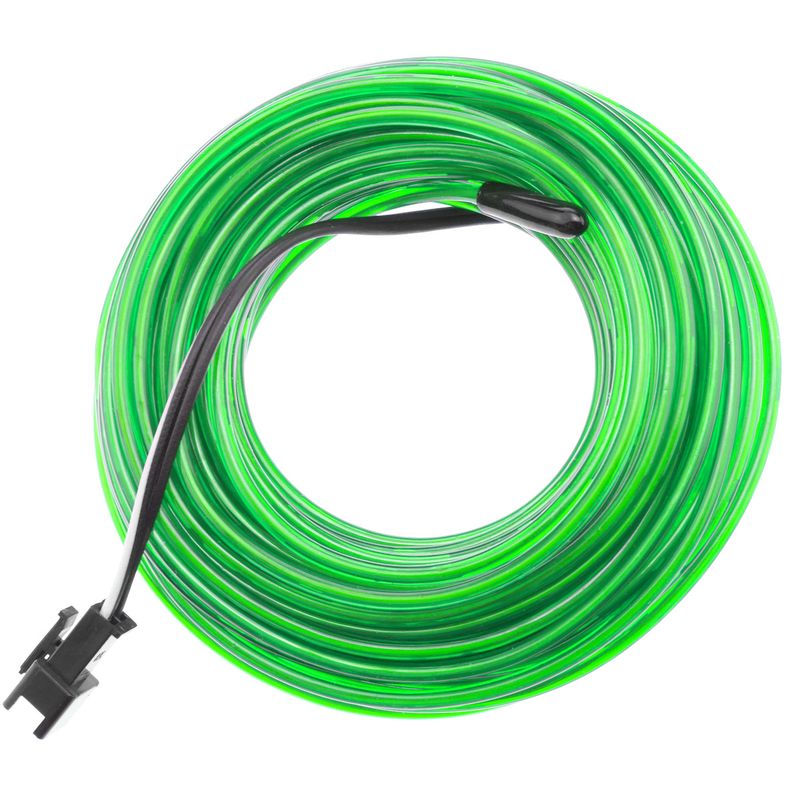 Cable electroluminiscente verde suave de 2.3mm en bobina 10m conectada a 220VAC - NW02400 - 01