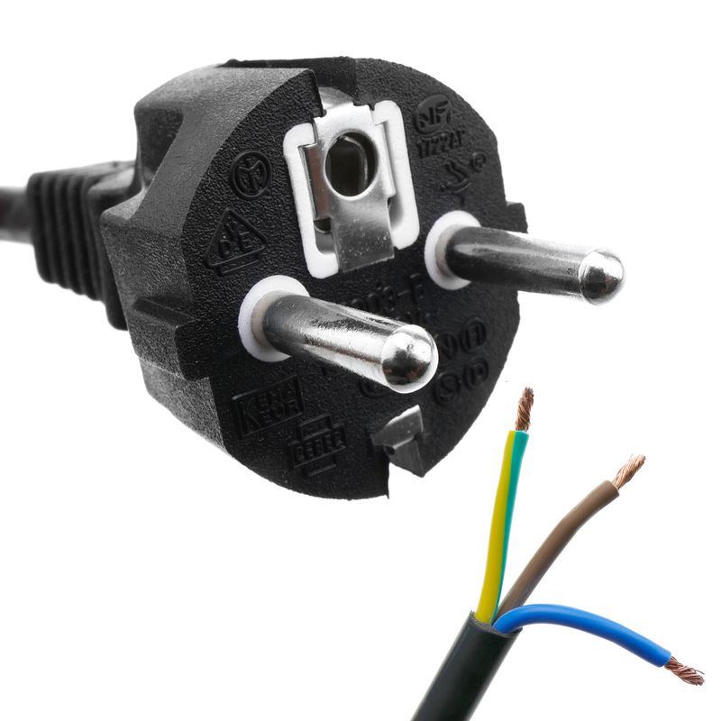 Cable de alimentación eléctrico H05VV-F 5m de enchufe schuko recto a bornes 3x1.50mm² - FE00800 - 01
