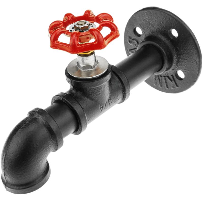 Perchero de pared de acero 1 gancho. Colgador de ropa y toallero de tubo con grifo industrial - IP07700 - 01