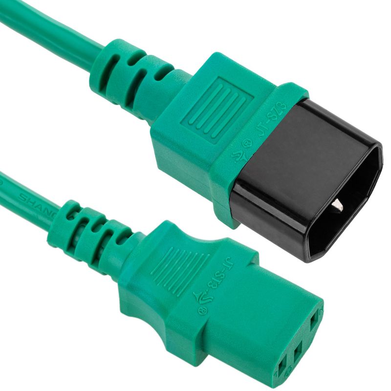 Cable eléctrico de alimentación IEC60320 C13 a C14 de color verde de 3m - CH04500 - 01