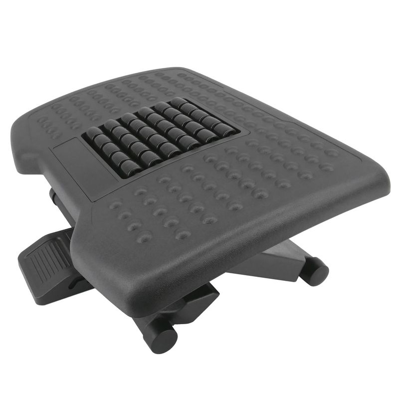 Reposapiés con plataforma ajustable de plástico negro con efecto masaje 455 x 330 mm 3 niveles - AG01200 - 01