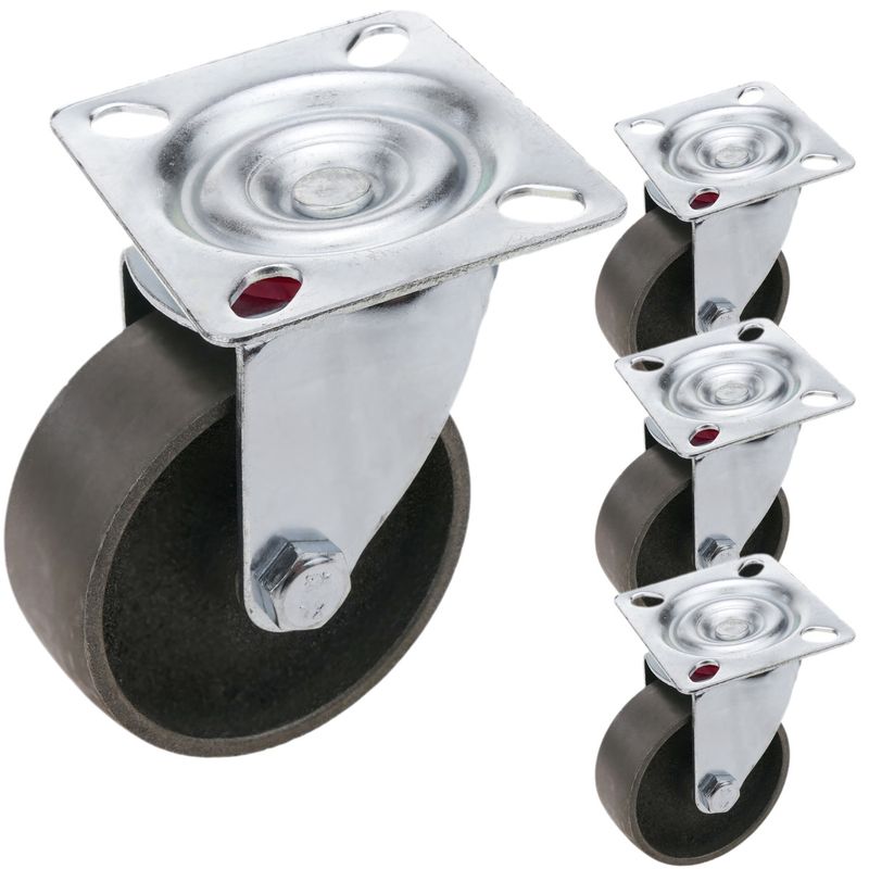 Ruedas pivotantes industriales de metal sin freno 75 mm 4 unidades - QR01600 - 01
