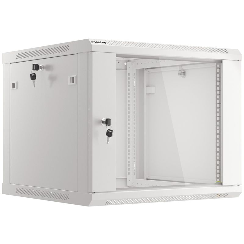 Armario Rack mural 19" 9U F600 600x600x512mm pared desmontado DIY blanco Lanberg - WK36900 - 01