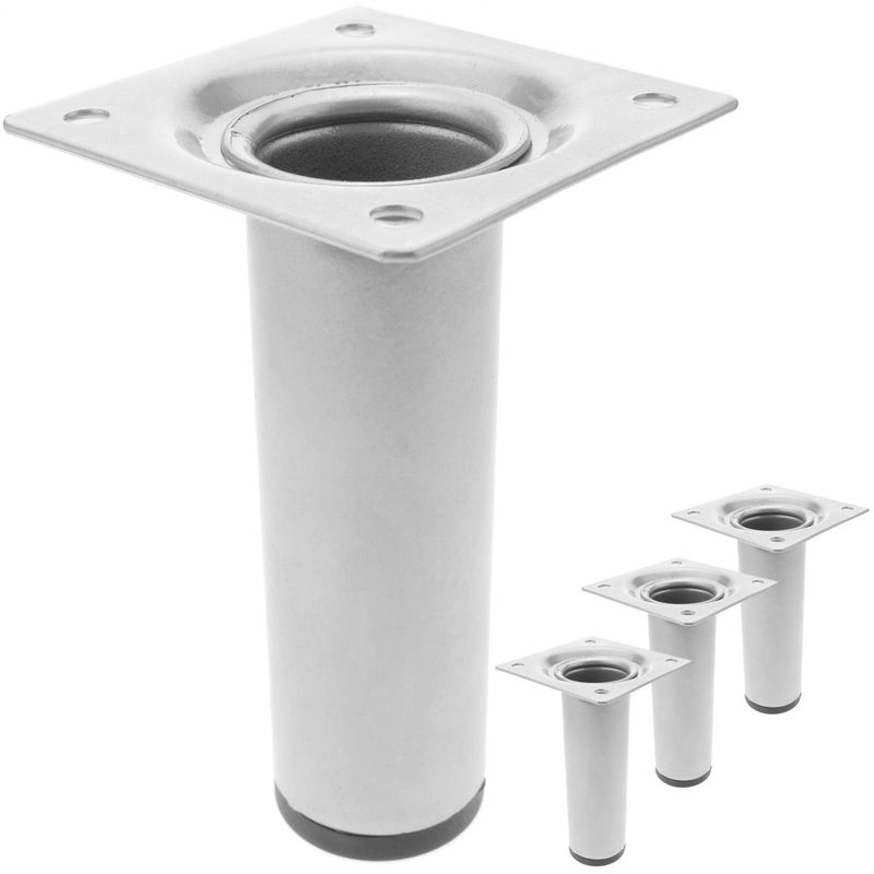 Pies redondos para mesa y mueble. Patas en acero gris de 10cm 4-pack - IO00300 - 01