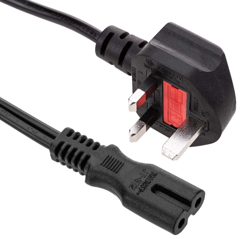 Cable eléctrico British Standard BS-1363-1 a IEC-60320-C7 de 1.8m negro - CL04100 - 01