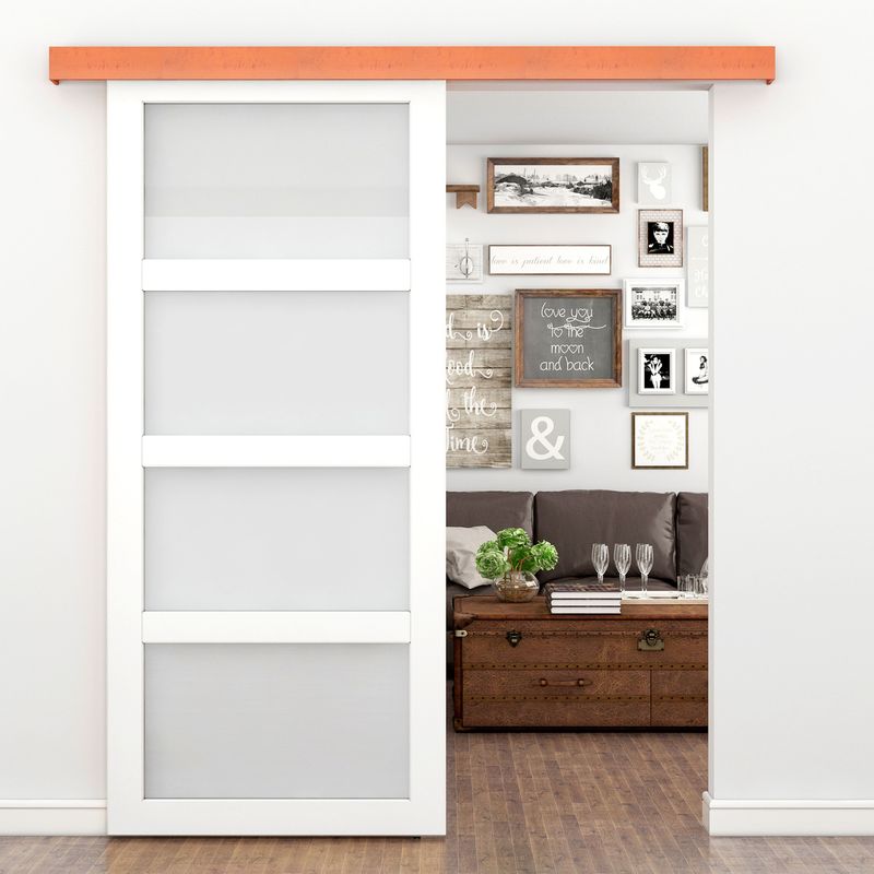 Raíl guía para puerta corredera con cubierta de madera MDF de color caoba de 2m - GK00200 - 01