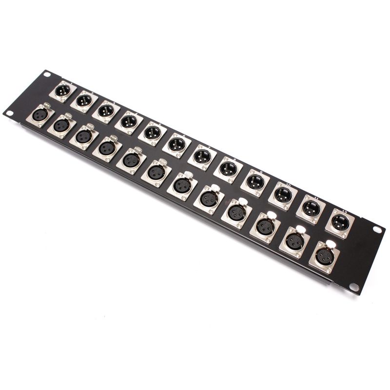 Patch panel rack19 12-port XLR3-macho 12-port XLR3-hembra 2U - XQ02800 - 01
