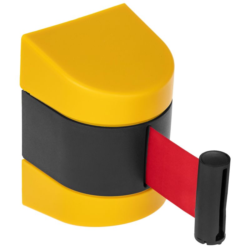 Fijación de pared negro amarillo con 5m de cinta retráctil roja - BB02800 - 01