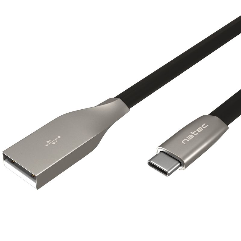 Cable USB-C macho a USB-A macho 2.0 de 1 metro negro metal Natec Prati NKA-1954 - NT40000 - 01