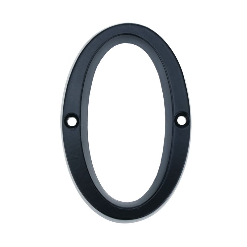 Número 0 en metal negro de 95mm con tornillería para rotulación - NZ01000 - 01