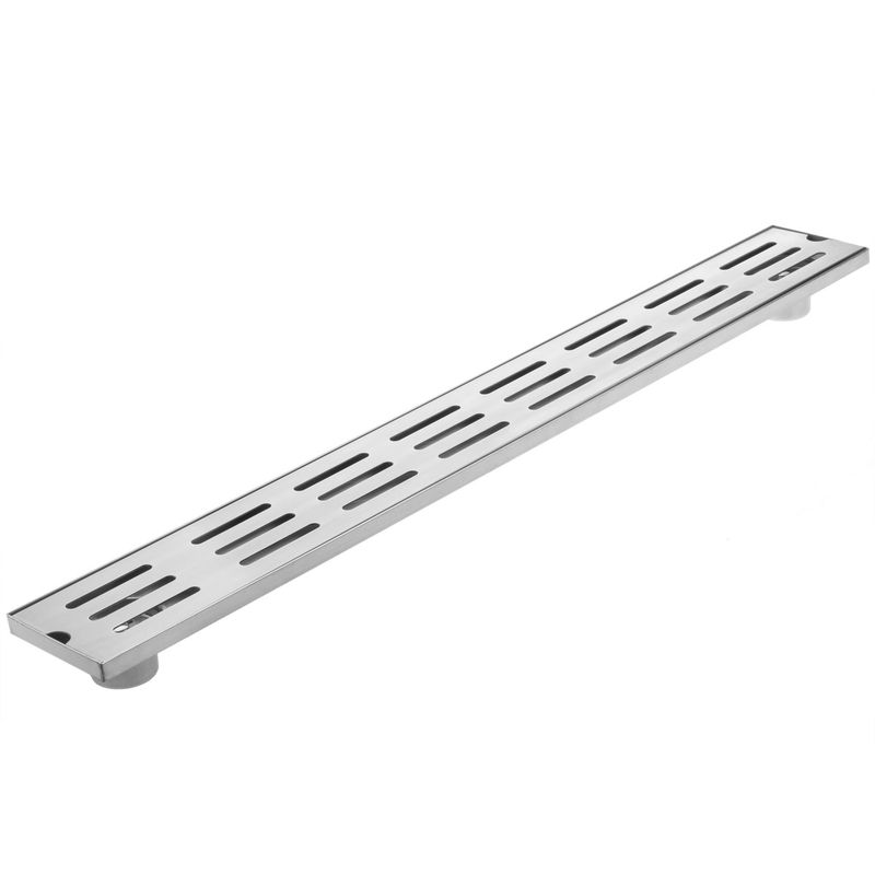 Canaleta de doble desagüe 80x10cm con rejilla en acero inoxidable mate - S071100 - 01