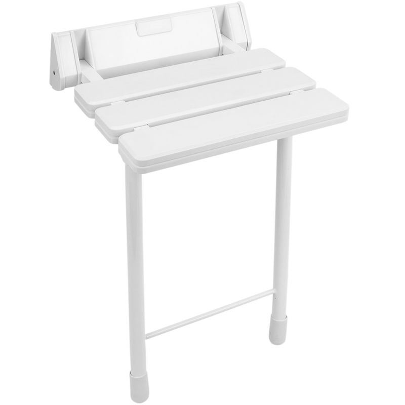 Asiento de ducha abatible. Silla plegable con pies de plástico y aluminio gris 320x328mm - S059200 - 01