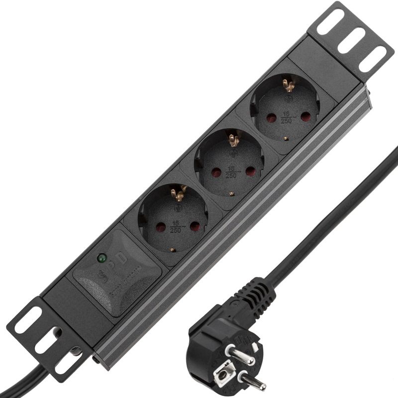 Regleta de enchufes rack 10" con 3 schuko - RE07100 - 01