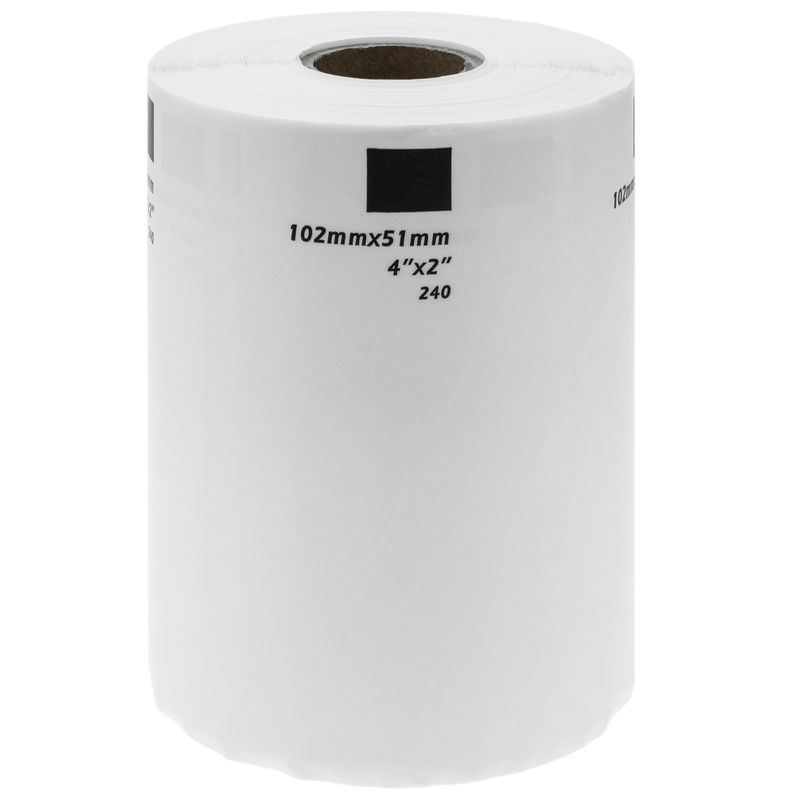 Rollo bobina de 600 etiquetas adhesivas compatibles con Brother DK-11240 102x51mm 10-pack - KT01600 - 01