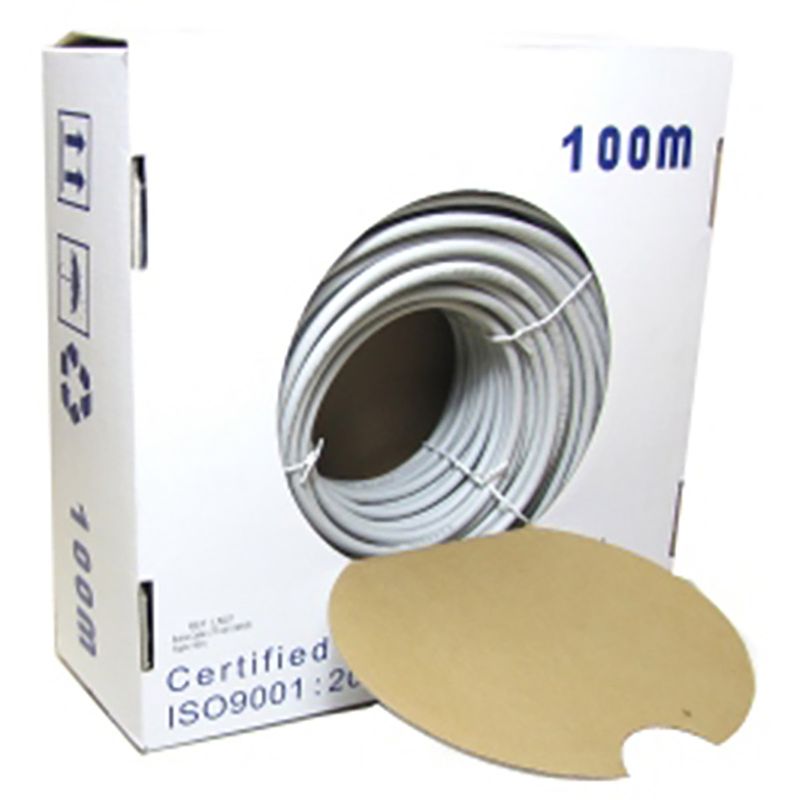 Bobina de cable de red ethernet Cat. 5e UTP de 100 m rígido de color gris - LM00100 - 01