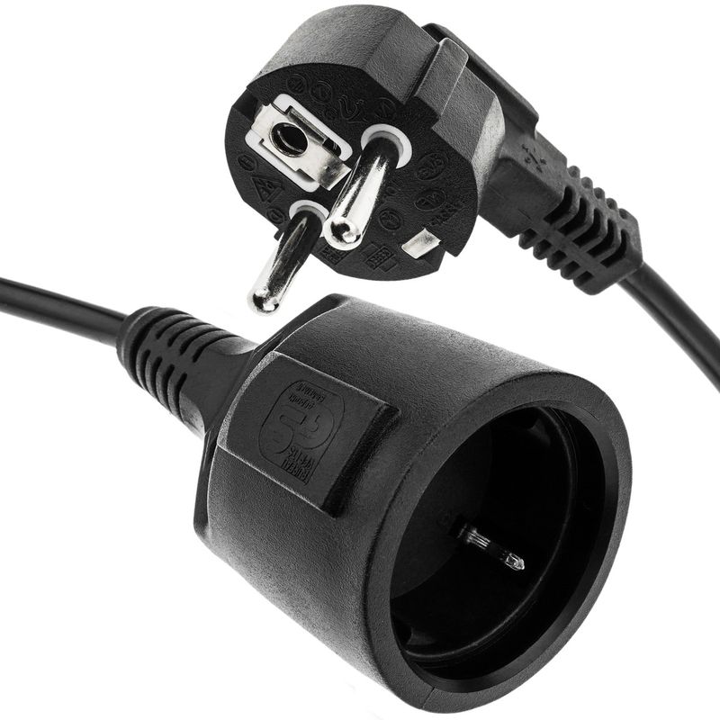 Prolongador de cable eléctrico schuko macho a hembra de 10 m negro - CH00900 - 01