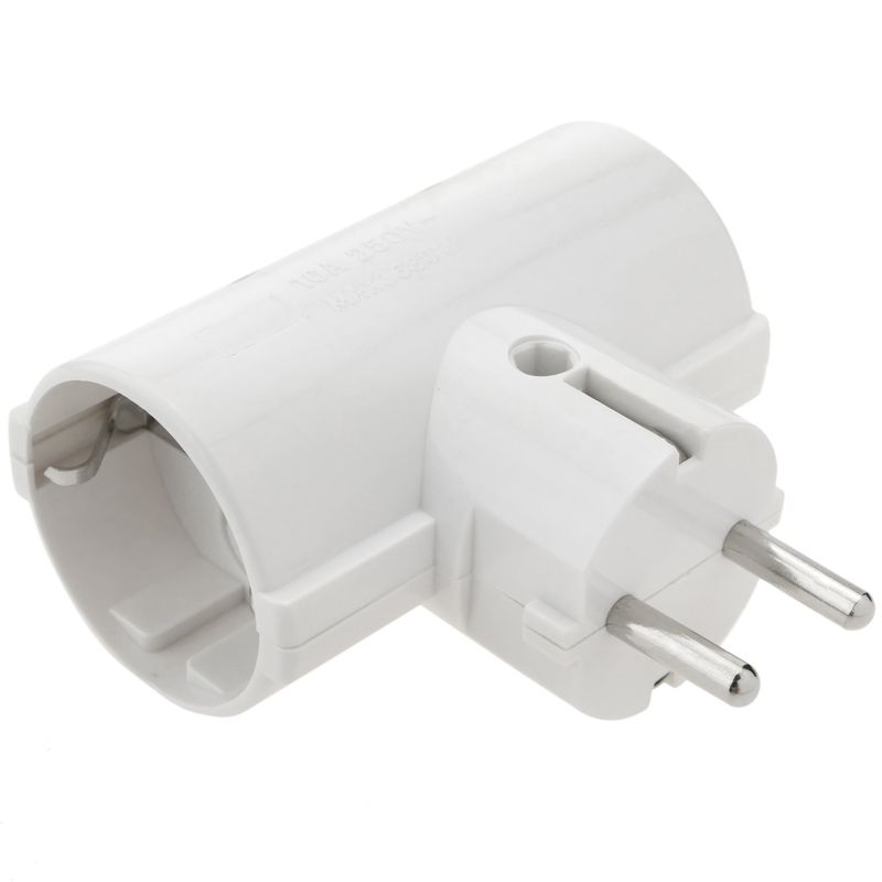 Multiplicador de clavija enchufe schuko doble de color blanco - IA09100 - 01