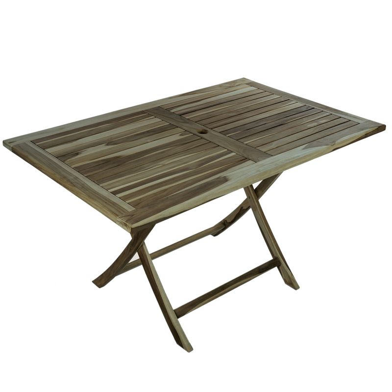 Mesa plegable 135 x 85 cm para jardín exterior de madera de teca certificada - S107600 - 01