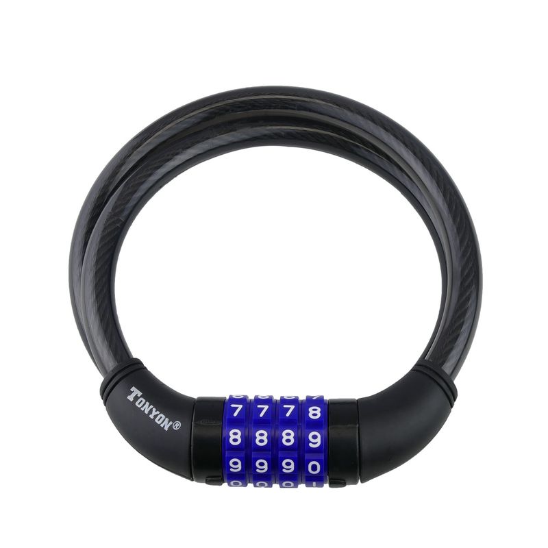 Cable antirrobo de acero con candado para bicicleta 12x800mm combinación - BJ06400 - 01