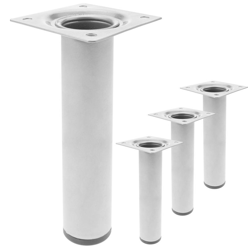 Pies redondos para mesa y mueble. Patas en acero gris de 25cm 4-pack - IO01300 - 01