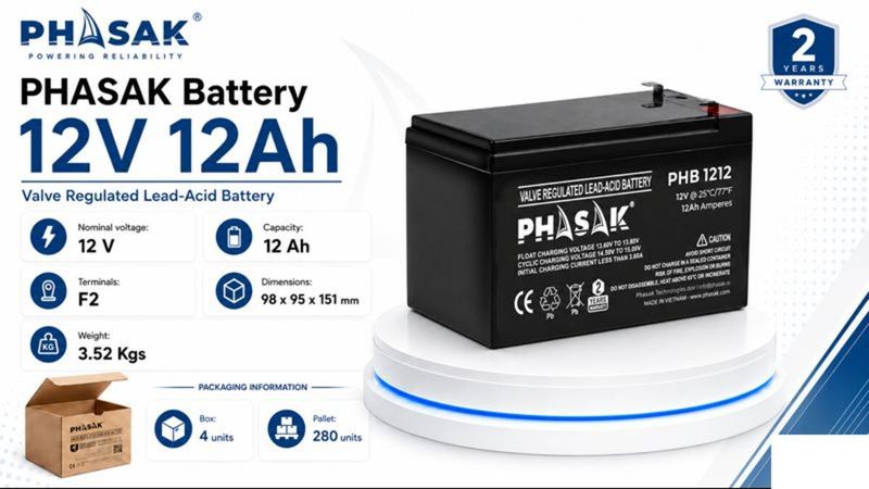 Batería PHASAK 12V 12Ah VRLA AGM - PHB 1212 - 01